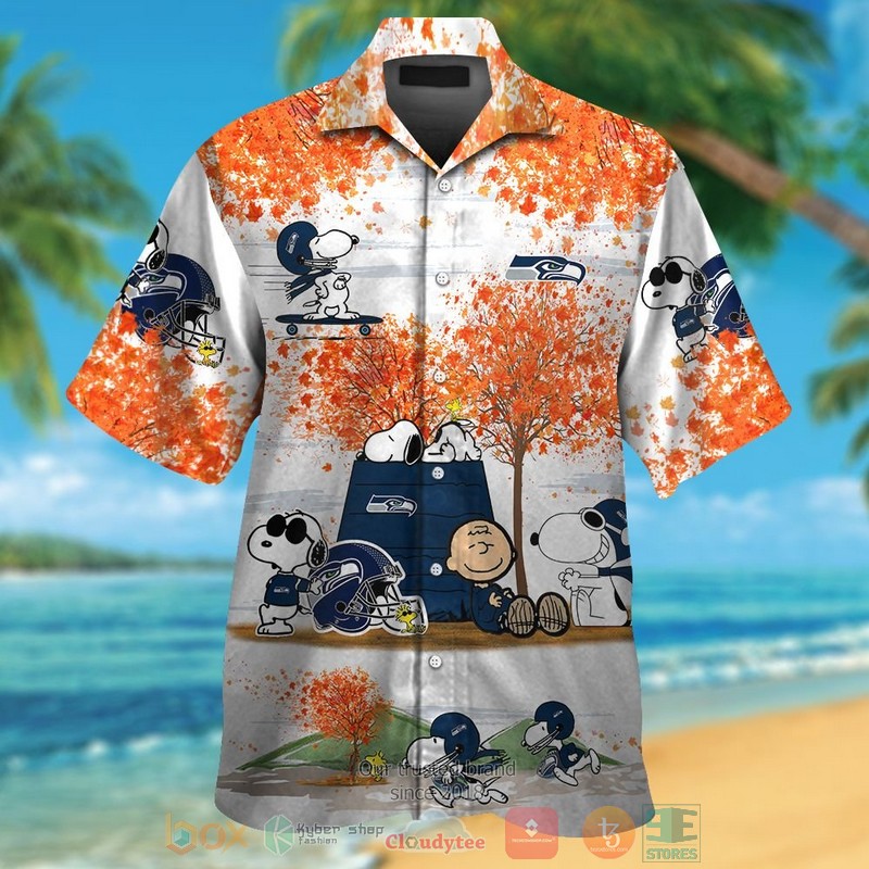 Seattle Seahawks Snoopy Charlie Brown Autumn Hawaiian Shirt And Shorts - Hot Sale 2025
