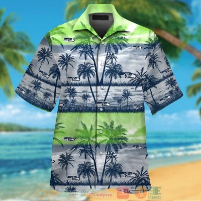 Seattle Seahawks Palm Tree Navy Action Green Hawaiian Shirt And Shorts - Hot Sale 2025