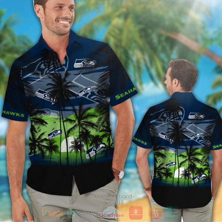 Seattle Seahawks Palm Tree Navy Black Hawaii Shirt, Shorts - Hot Sale 2025