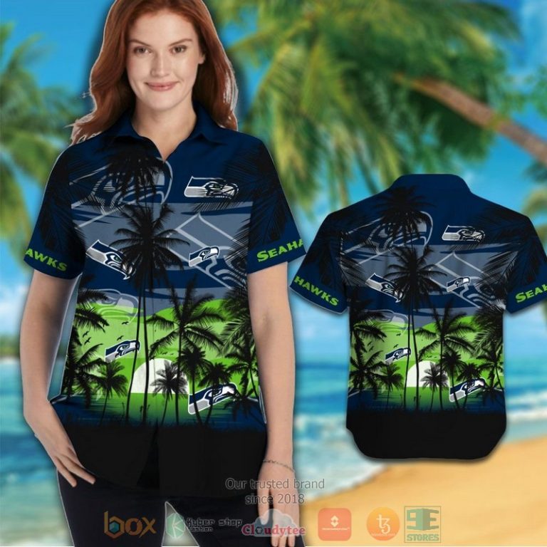 Seattle Seahawks Palm Tree Navy Black Hawaii Shirt, Shorts - Hot Sale 2025