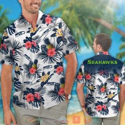 Seattle Seahawks Pineapple Hibiscus Hawaiian Shirt And Shorts - Hot Sale 2025