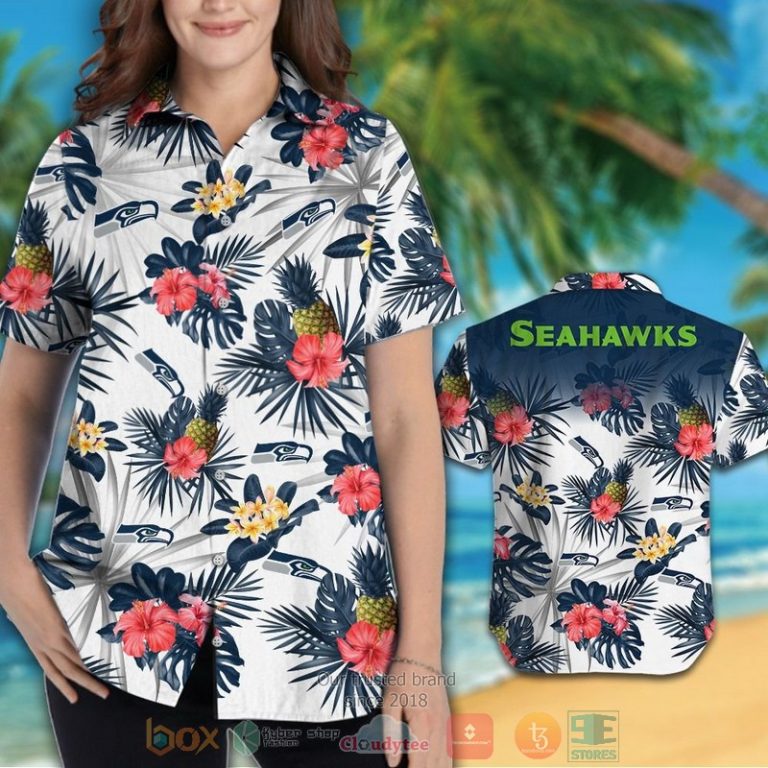 Seattle Seahawks Pineapple Hibiscus Hawaiian Shirt And Shorts - Hot Sale 2025