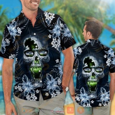 Seattle Seahawks Skull Hawaiian Shirt And Shorts - Hot Sale 2025
