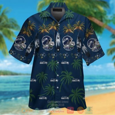 Seattle Seahawks Surfboard Palm Tree Hawaiian Shirt And Shorts - Hot Sale 2025