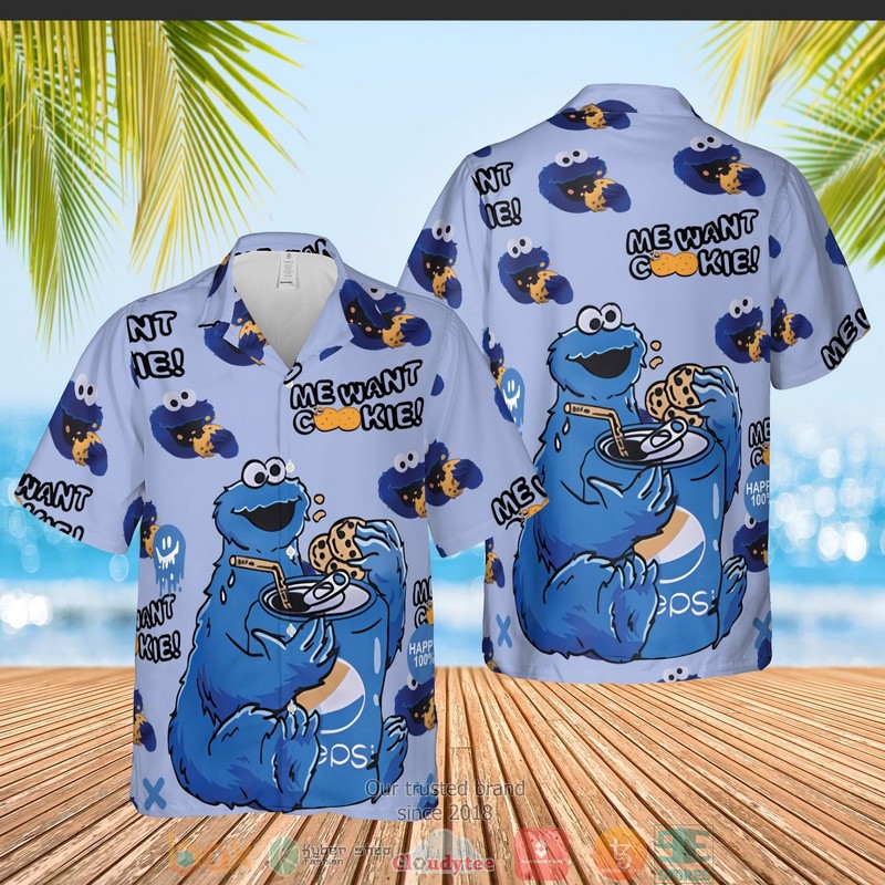 Sesame Street Me Want Cookie Cartoon Pattern Hawaiian Shirt, Shorts - Hot Sale 2025