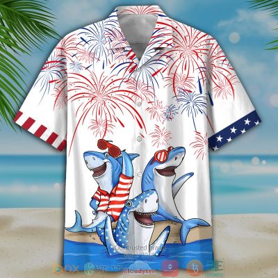 Shark Independece Day Hawaiian Shirt, Shorts - Hot Sale 2025