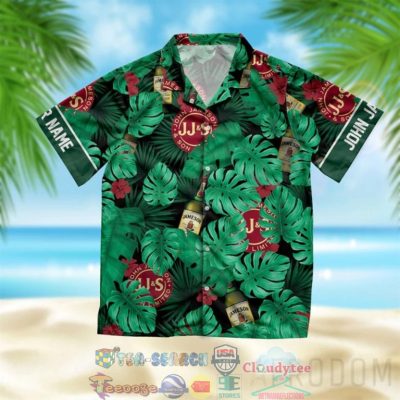 Personalized Name Jameson Irish Whiskey Tropical Leaves Hawaiian Shirt Beach Shorts - Hot Sale 2025