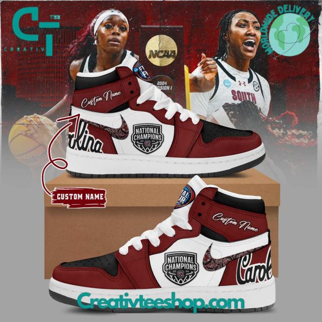 South Carolina Gamecocks Women?s Basketball National Champions Air Jordan 1 Sneakers - soulcals.com