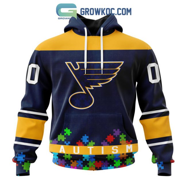 St. Louis Blues NHL Special Unisex Kits Hockey Fights Against Autism Hoodie T Shirt