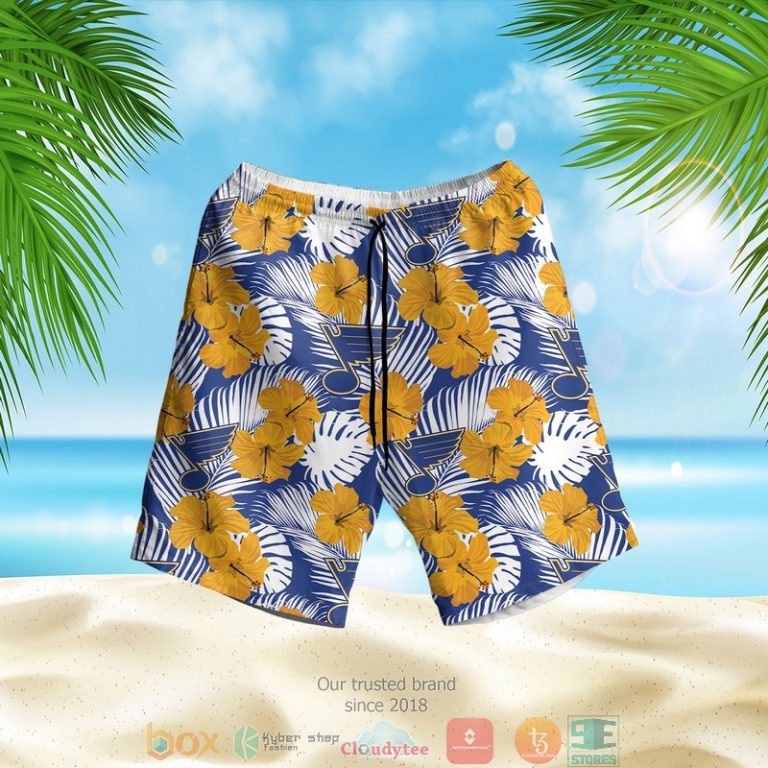 St. Louis Blues Nhl Hibiscus Hawaiian Shirt, Shorts - Hot Sale 2025 St. Louis Blues Nhl Hibiscus Hawaiian Shirt, Shorts - Hot Sale 2025