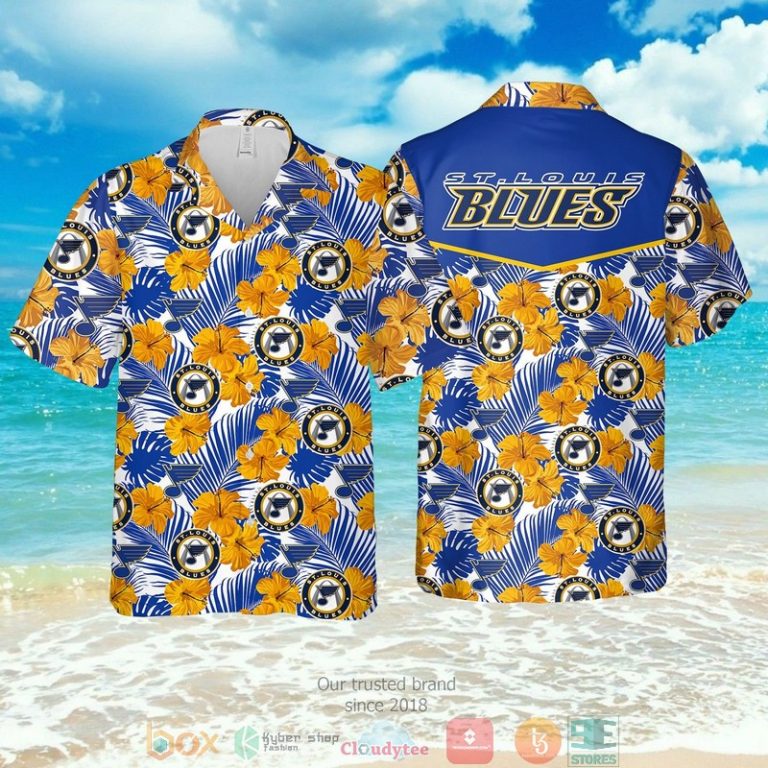 St. Louis Blues Nhl Hibiscus Blue Hawaiian Shirt, Shorts - Hot Sale 2025 St. Louis Blues Nhl Hibiscus Blue Hawaiian Shirt, Shorts - Hot Sale 2025