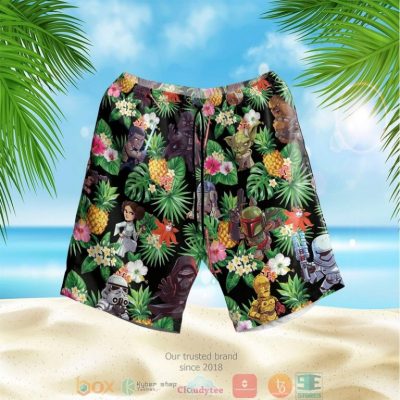 Star Wars Characters Pineapple Black Green Hawaiian Shirt, Shorts - Hot Sale 2025