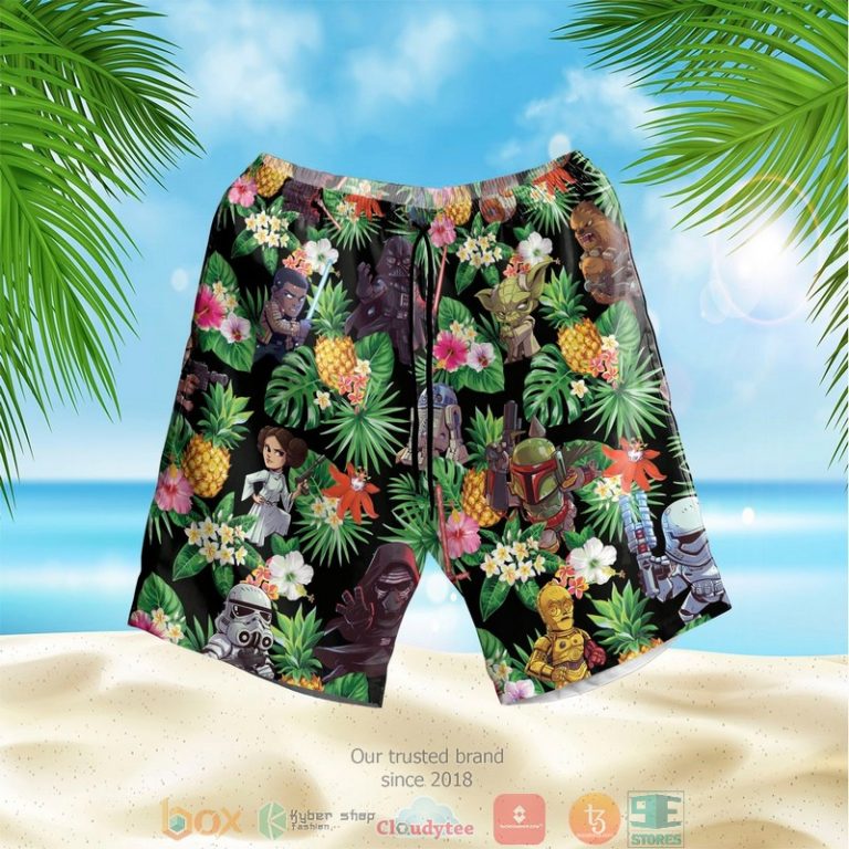 Star Wars Characters Pineapple Black Green Hawaiian Shirt, Shorts - Hot Sale 2025