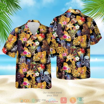 Star Wars Characters Pineapple Black Yellow Hawaiian Shirt, Shorts - Hot Sale 2025
