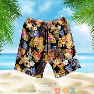Star Wars Characters Pineapple Black Yellow Hawaiian Shirt, Shorts - Hot Sale 2025