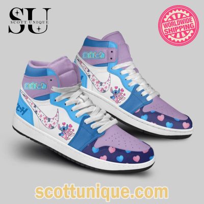 Stitch Couple Lovely Nike Air Jordan 1 High Top Sneaker -Soulcals.com