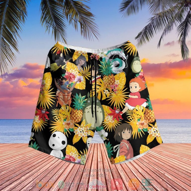 Studio Ghibli Characters Pineapple Black Yellow Hawaiian Shirt, Shorts - Hot Sale 2025 Studio Ghibli Characters Pineapple Black Yellow Hawaiian Shirt, Shorts - Hot Sale 2025