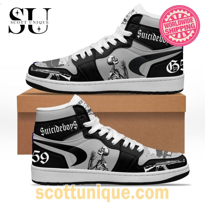 Suicideboy Skull Black Nike Air Jordan 1 High Top Sneakers -Soulcals.com