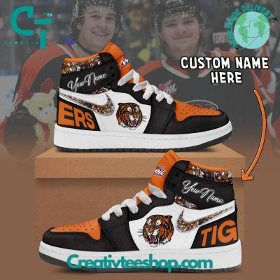 WHL Medicine Hat Tigers Custom Name Air Jordan 1 Sneaker - soulcals.com