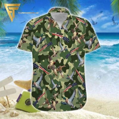 Suns Up Guns Up Duck Hunter Green Camo Pattern All Over Print Hawaiian Shirts And Beach Shorts - Hot Sale 2025