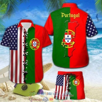 Portugal American Flag Hawaiian Shirt And Shorts - Hot Sale 2025