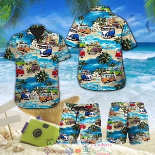 Bus Beach Palm Tree Hawaiian Shirt And Shorts - Hot Sale 2025