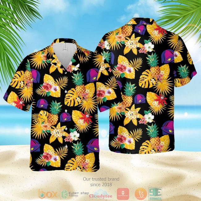 Taco Bell Logo Pineapple Black Yellow Hawaiian Shirt, Shorts - Hot Sale 2025