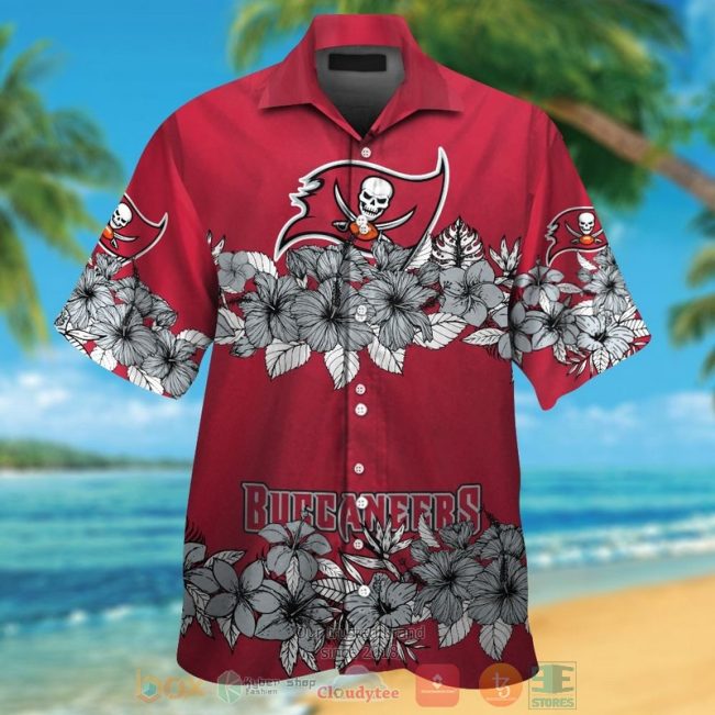 Tampa Bay Buccaneers Grey Tropical Plants Red Hawaii Shirt, Shorts - Hot Sale 2025