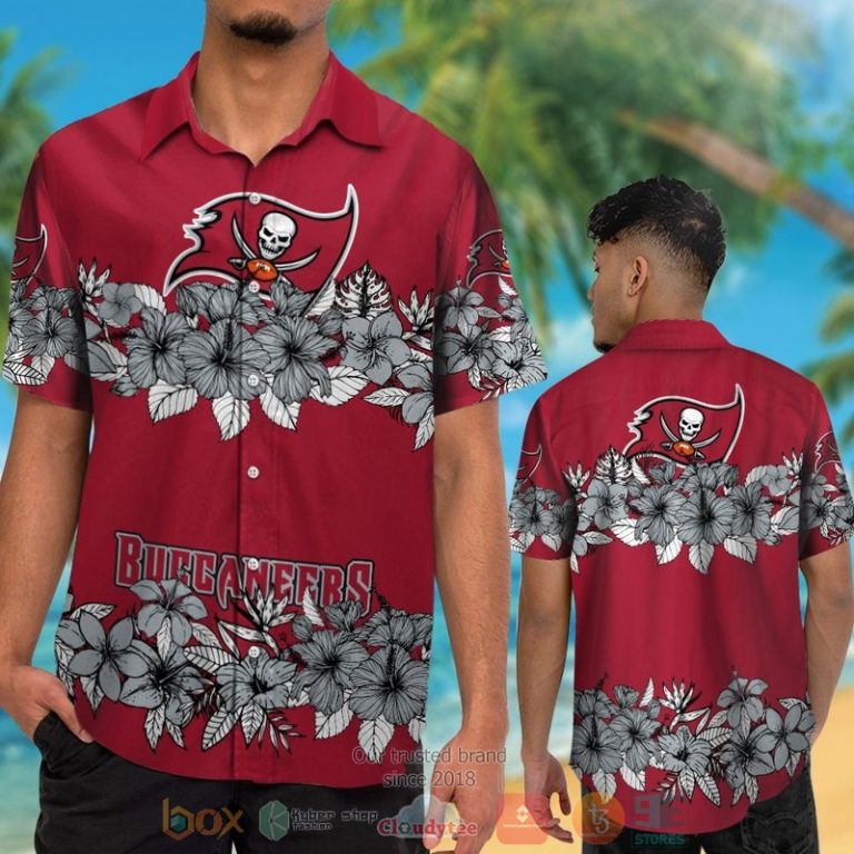 Tampa Bay Buccaneers Grey Tropical Plants Red Hawaii Shirt, Shorts - Hot Sale 2025 Tampa Bay Buccaneers Grey Tropical Plants Red Hawaii Shirt, Shorts - Hot Sale 2025