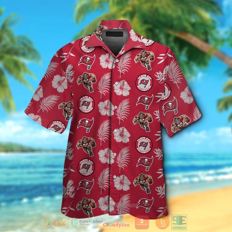 Tampa Bay Buccaneers Logo Hibiscus Grey Red Hawaii Shirt, Shorts - Hot Sale 2025