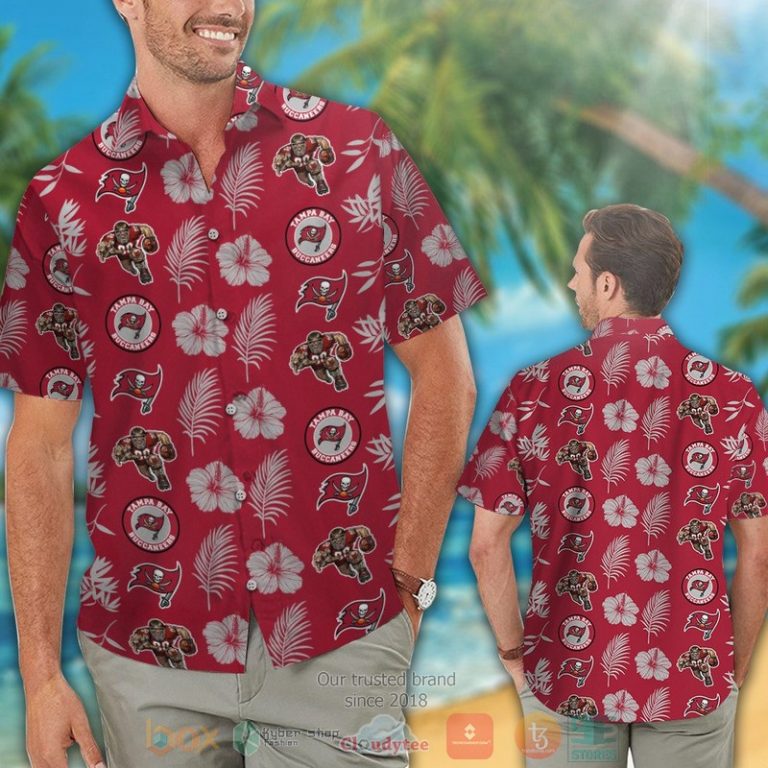Tampa Bay Buccaneers Logo Hibiscus Grey Red Hawaii Shirt, Shorts - Hot Sale 2025