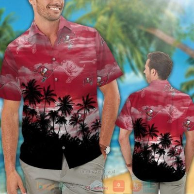 Tampa Bay Buccaneers Palm Tree Red Black Hawaiian Shirt And Shorts - Hot Sale 2025