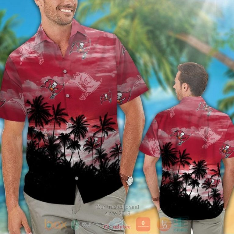 Tampa Bay Buccaneers Palm Tree Red Black Hawaiian Shirt And Shorts - Hot Sale 2025