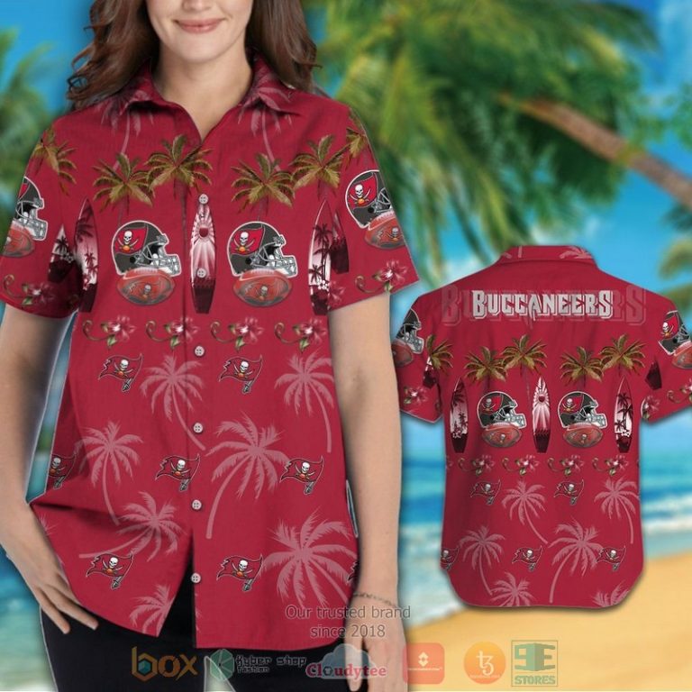 Tampa Bay Buccaneers Surfboard Palm Tree Hawaiian Shirt And Shorts - Hot Sale 2025