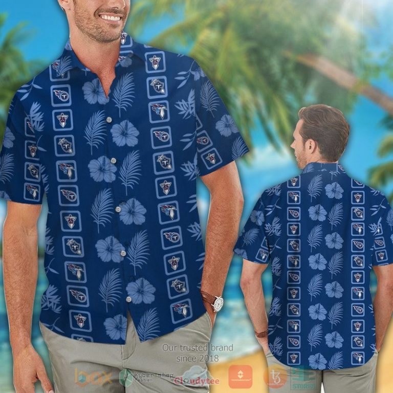 Tennessee Titans Logo Blue Hibiscus Navy Hawaiian Shirt And Shorts - Hot Sale 2025