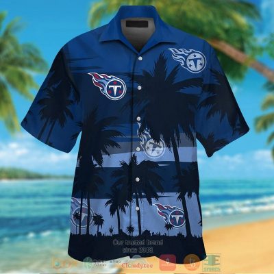 Tennessee Titans Palm Tree Dark Navy Hawaiian Shirt And Shorts - Hot Sale 2025