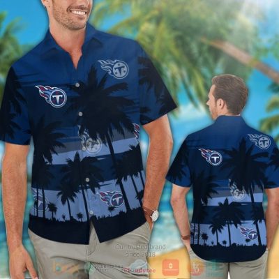 Tennessee Titans Palm Tree Dark Navy Hawaiian Shirt And Shorts - Hot Sale 2025