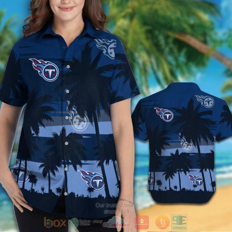 Tennessee Titans Palm Tree Dark Navy Hawaiian Shirt And Shorts - Hot Sale 2025