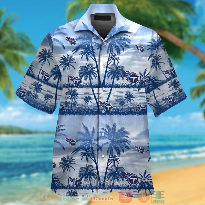 Tennessee Titans Palm Tree Light Blue Hawaiian Shirt And Shorts - Hot Sale 2025