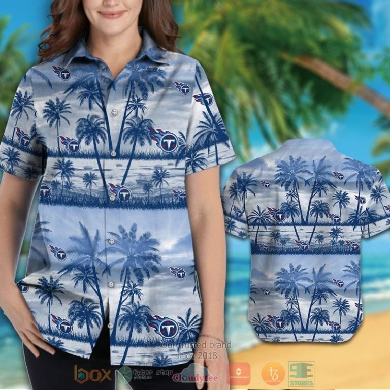 Tennessee Titans Palm Tree Light Blue Hawaiian Shirt And Shorts - Hot Sale 2025