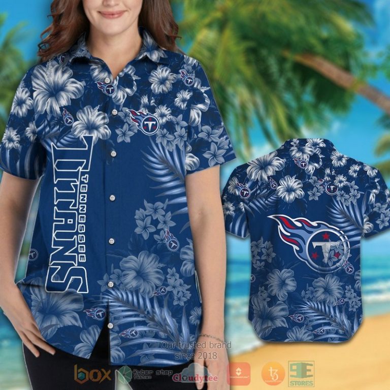 Tennessee Titans Tropical Plants Hibiscus Blue Hawaiian Shirt And Shorts - Hot Sale 2025