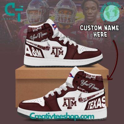 Texas A&M Aggies NCAA Custom Name Air Jordan 1 Sneaker - soulcals.com