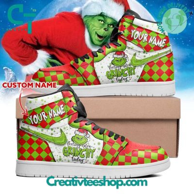 The Grinch Feeling Extra Grinchy Today Custom Name Air Jordan 1 Sneaker - soulcals.com