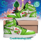 The Grinch Ho Ho Ho Christmas Custom Name Air Jordan 1 Sneaker - demo10