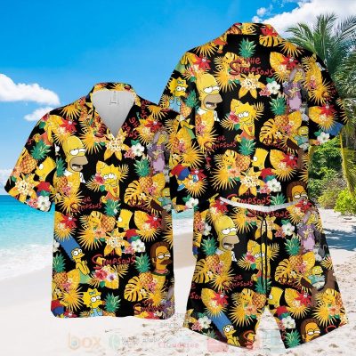 The Simpsons Characters Black-Yellow Hawaiian Shirt, Short - Hot Sale 2025
