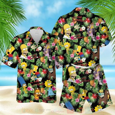 The Simpsons Characters Pineapple Black Hawaiian Shirt, Short - Hot Sale 2025