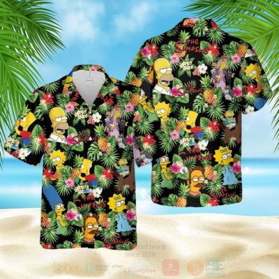 The Simpsons Characters Pineapple Black Hawaiian Shirt, Short - Hot Sale 2025