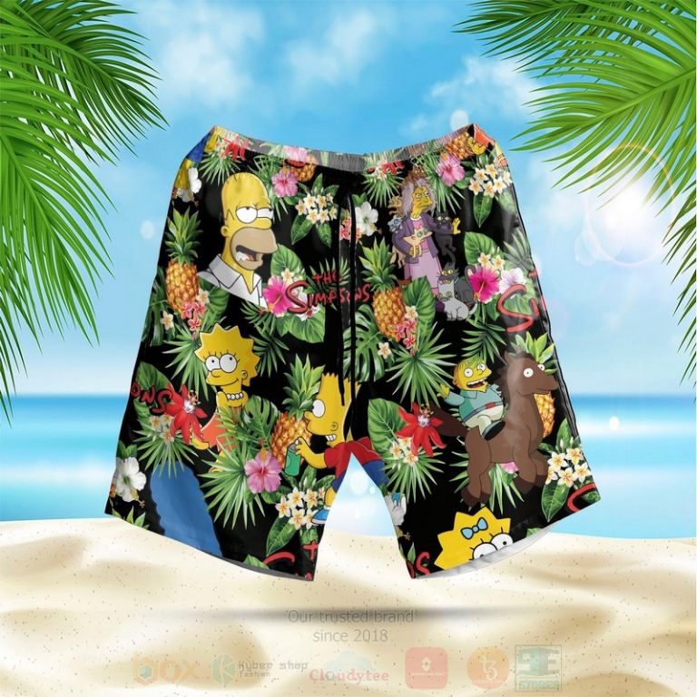 The Simpsons Characters Pineapple Black Hawaiian Shirt, Short - Hot Sale 2025