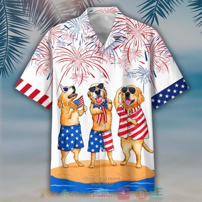 Three Golden Retriever Independence Day Is Coming Hawaiian Shirt, Shorts - Hot Sale 2025
