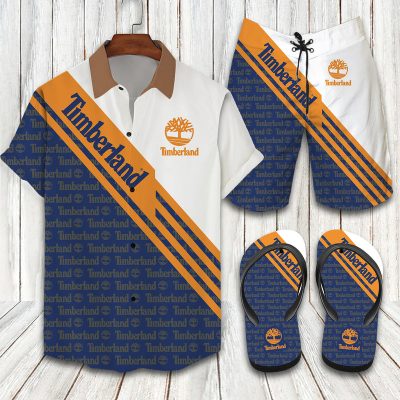 Timberland Three Color Mix Limited Hawaiian Shirt Shorts and Flip Flops Combo